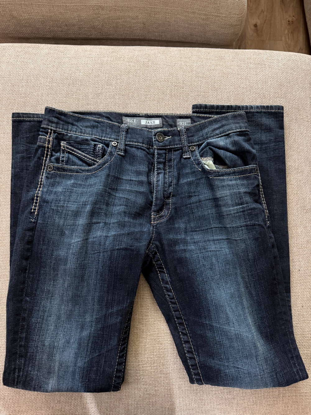 BKE Jake men’s 32L Dark Blue Straight Leg Jeans